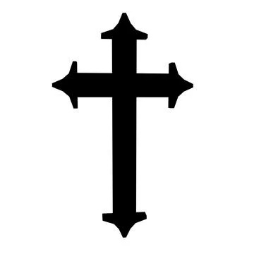 Silhouette of a grave cross on a white background 3d-rendering Stockillustratie