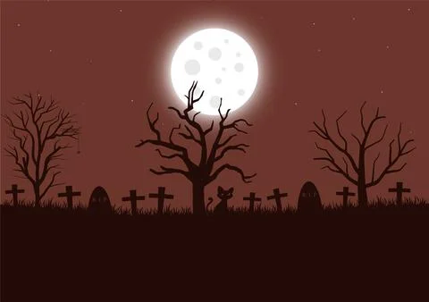 Silhouette of a graveyard vector Stock Illustration