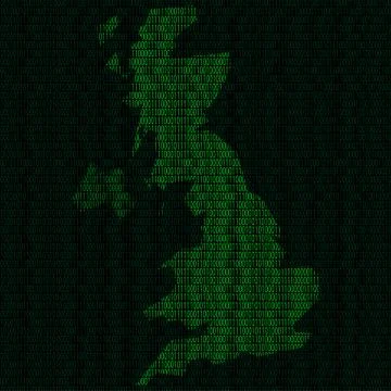 Silhouette of Great Britain from binary digits Stock-Illustration