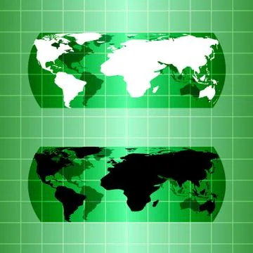 Silhouette green globe map material design Stock Illustration