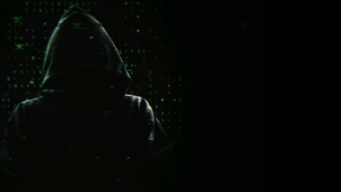 Silhouette of a green hacker Stock Footage 106570620