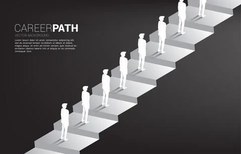 Silhouette group of businessman queue to up step. Concept of career path and  Stock Illustration