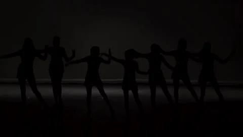 Silhouette  of group of dancers on stage  dancing silhouette 動画素材 130485480