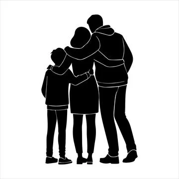 Silhouette of group hug Stock Illustration