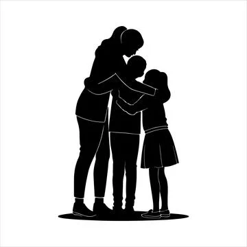 Silhouette of group hug Stock Illustration