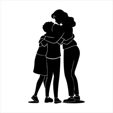Silhouette of group hug Stock-Illustration