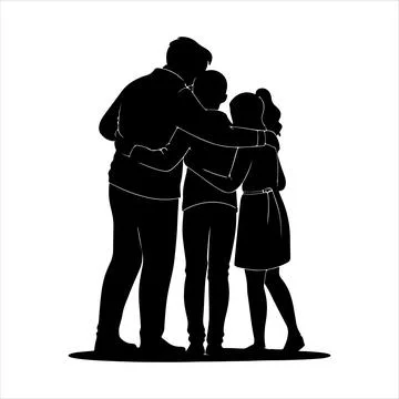 Silhouette of group hug Stock Illustration