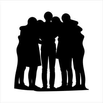 Silhouette of group hug Stock Illustration