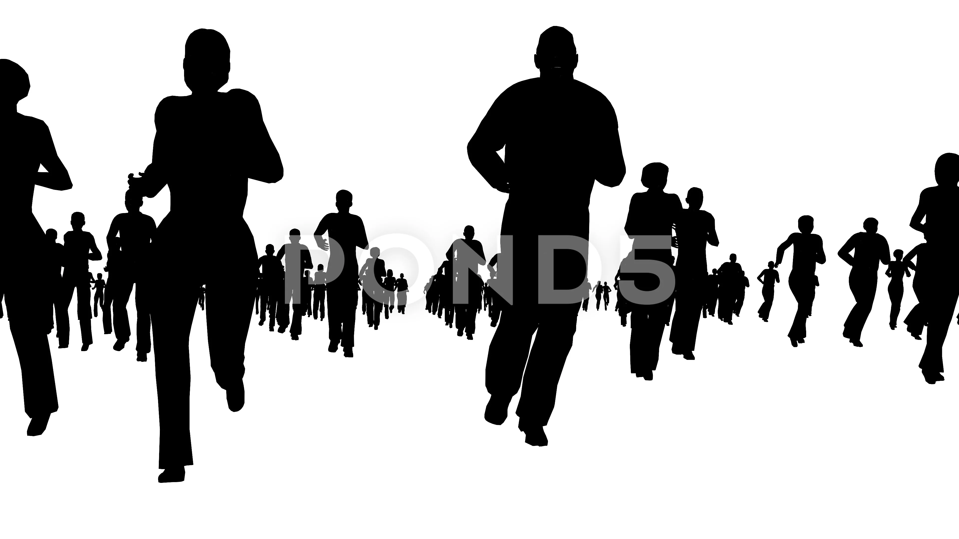 group of runners silhouette