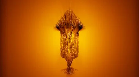 Silhouette of growing tree in a shape of an arrow. Sun rays shining through Stock Illustration
