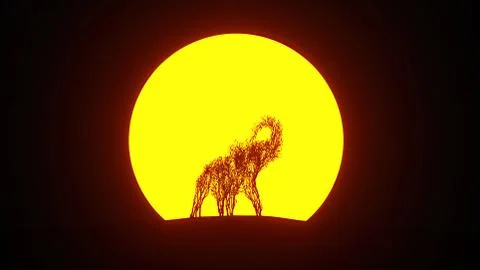 Silhouette of growing tree in a shape of a elephant. Eco Concept. Stock Photos