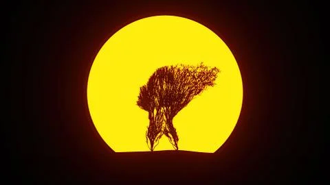 Silhouette of growing tree in a shape of Head. Eco Concept. Medical Concept. Stock Illustration