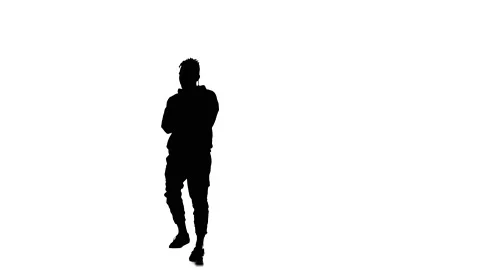 Silhouette of guy dancer dancing hip hop, freestyle, street dance, slow motion Stock Footage 130335098