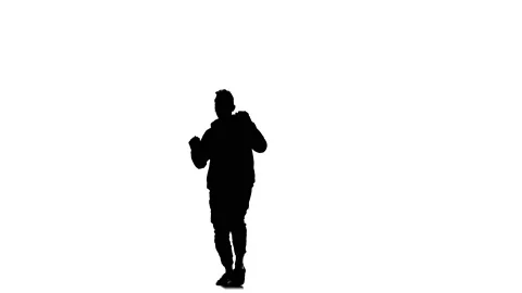 Silhouette of guy dancer dancing hip hop, freestyle, street dance, slow motion Stock Footage 130335443