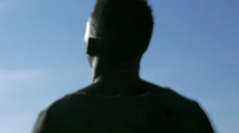 Silhouette guy looking at the birds in the sky 03 Stock Footage 67522070