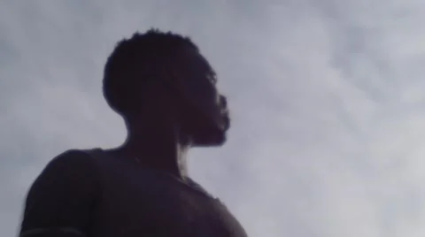 Silhouette guy looking at the birds in the sky 06 Stock Footage 67522873