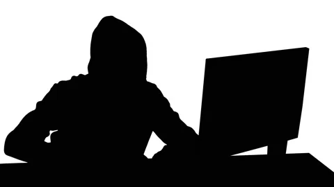 Silhouette Hacker in glasses breaking code. Stock Footage 139463666