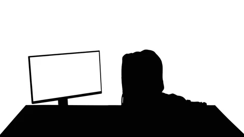 Silhouette Hacker in hood cracking code using pc. Stock Footage 145779510