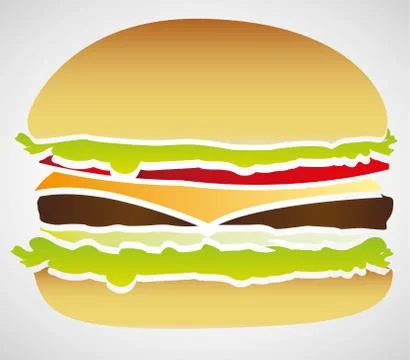 Silhouette of a hamburger isolated on white background, vector illustration Stock Illustration
