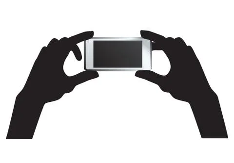 Silhouette hand and mobile vector design Stock Illustration