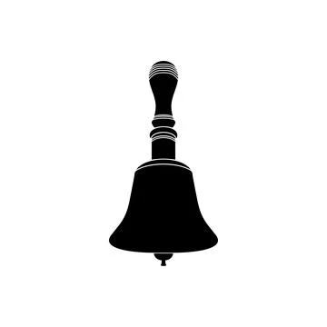 Silhouette of the Hand Ringing Bell, Flat Style Stock Illustration