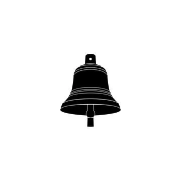 Silhouette of the Hand Ringing Bell, Flat Style Stock Illustration