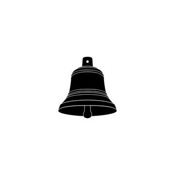 Silhouette of the Hand Ringing Bell, Flat Style Stock Illustration