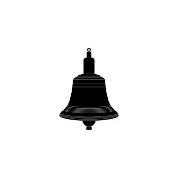 Silhouette of the Hand Ringing Bell, Flat Style Stock Illustration