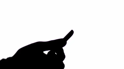 Silhouette hand is writing a text message and sending it. Stock Footage 36944509