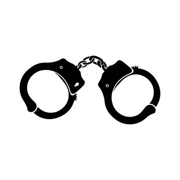Silhouette of Handcuffs with Chain Link. Vector icon. Stock Illustration