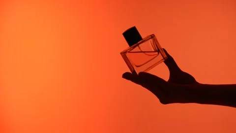 Silhouette of Hands Holding a Perfume Bottle Stock-Footage 313521290