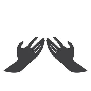 Silhouette of hands raised. Stock Illustration