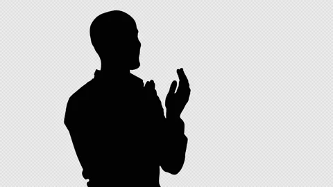 Silhouette Handsom arab clapping his hands applauding, Alpha Channel Stock Footage 140505288
