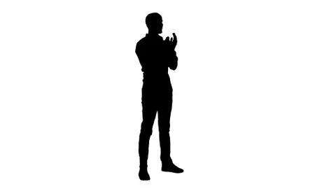 Silhouette Handsom arab clapping his hands applauding. 스톡 일러스트