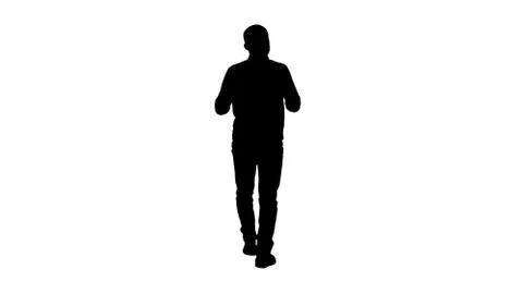 Silhouette Handsome hispanic man model talking to the camera and walking. Stock-Illustration