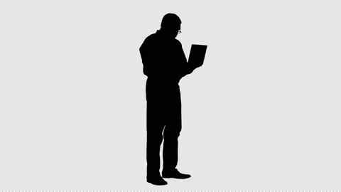 Silhouette Handsome senior man using laptop and celebrating victory., Alpha Stock Footage 151075282