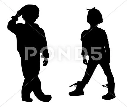 Silhouette happy children Stock Illustration
