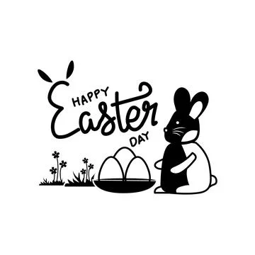 Silhouette happy easter day design Stock Illustration