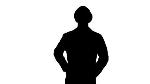 Silhouette Happy engineer walking. Great result. Stock Illustration