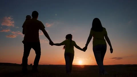 Silhouette of happy family. Silhouette o... | Stock Video | Pond5