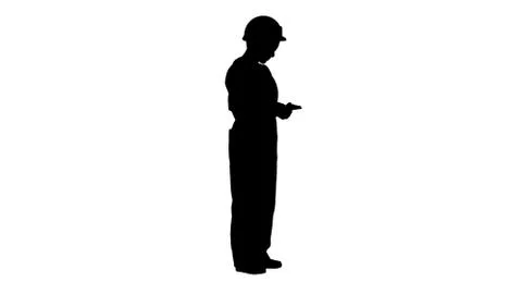 Silhouette Happy young constructor counting her money. Stock-Illustration