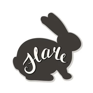 Silhouette of a hare on a white background. Stock Illustration