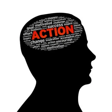 Silhouette head - action Stock Illustration