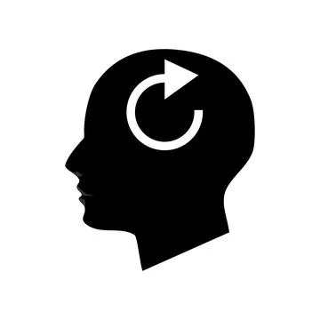 Silhouette of head and refresh. on white background. vector Illustrazione stock