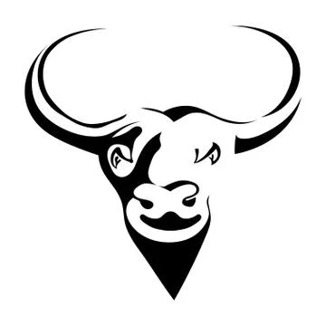 Silhouette head with black buffalo Stock Illustration