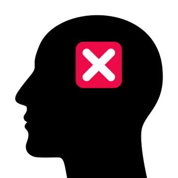 A silhouette of a head with a closed sign Stock Illustration