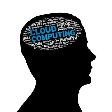 Silhouette head - cloud computing Stock Illustration