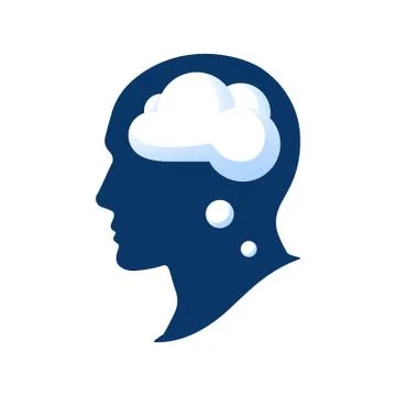 Silhouette of a head with a cloud. Thought in the head of man Stock Illustration