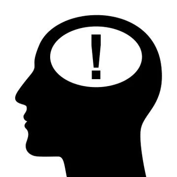 SIlhouette of head with exclamation mark Stock Illustration