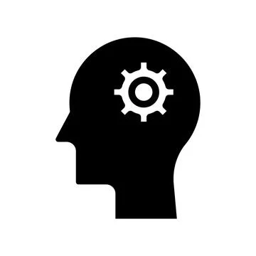 Silhouette of Head with Gear Symbolizing Thought and Innovation Concept Stock Illustration
